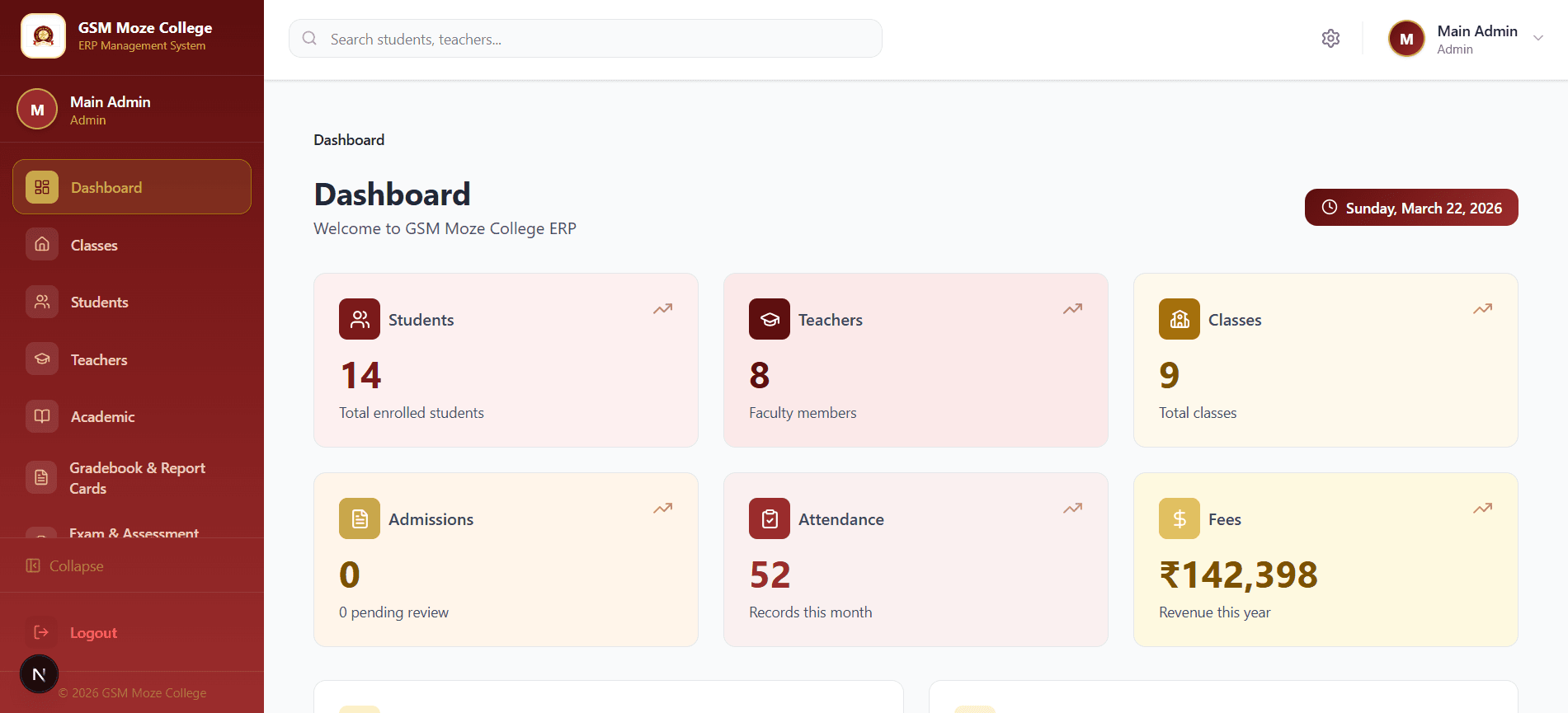 GSM Moze School Dashboard